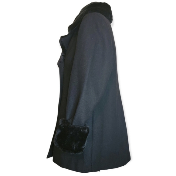 Carolina Colours Vintage Wool Blend Silk Lined Faux Fur Accented Coat, EUC, sz M - Picture 3 of 9